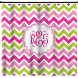 Pink & Green Chevron Shower Curtain (Personalized)