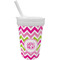 Pink & Green Chevron Sippy Cup with Straw (Personalized)
