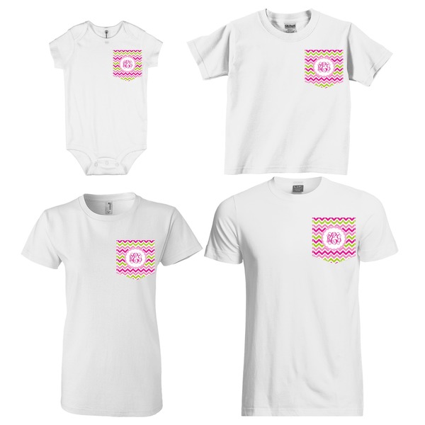 Pink & Green Chevron Sized Pockets on Various Products