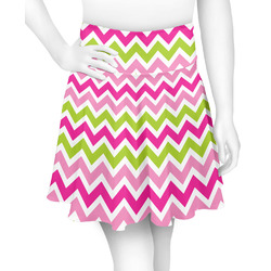 Pink & Green Chevron Skater Skirt - X Large