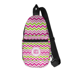 Pink & Green Chevron Sling Bag (Personalized)