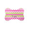 Pink & Green Chevron Bone Shaped Dog Food Mat (Small) (Personalized)