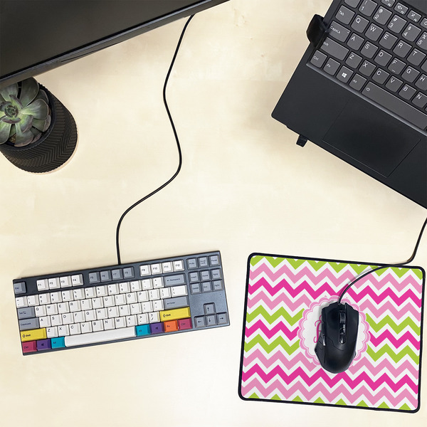 Pink & Green Chevron Small Gaming Mats - LIFESTYLE