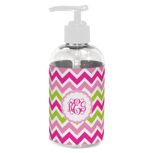 Pink & Green Chevron Small Liquid Dispenser (8 oz) - White