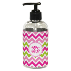 Pink & Green Chevron Plastic Soap / Lotion Dispenser (8 oz - Small - Black) (Personalized)