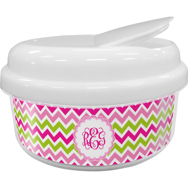 Custom Pink & Green Chevron Snack Container (Personalized)
