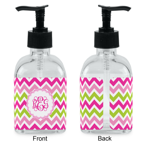 Pink & Green Chevron Glass Soap/Lotion Dispenser - Approval