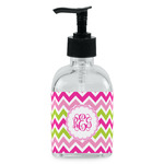 Pink & Green Chevron Glass Soap & Lotion Bottle - Single Bottle (Personalized)