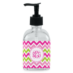 Pink & Green Chevron Glass Soap & Lotion Bottle - Single Bottle (Personalized)