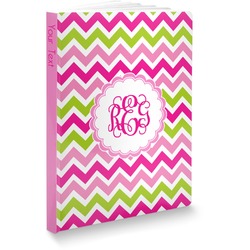 Pink & Green Chevron Softbound Notebook - 5.75" x 8" (Personalized)