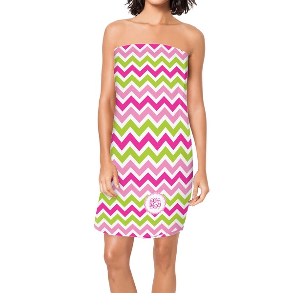 Custom Pink & Green Chevron Spa / Bath Wrap (Personalized)