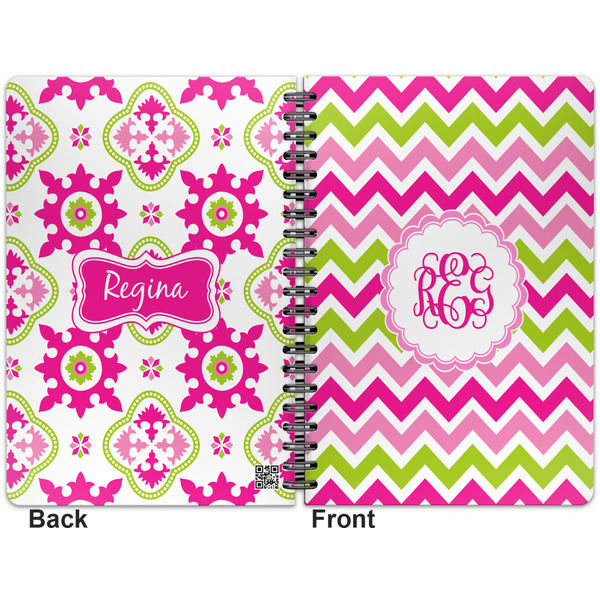 Pink & Green Chevron Spiral Journal 7 x 10 - Apvl