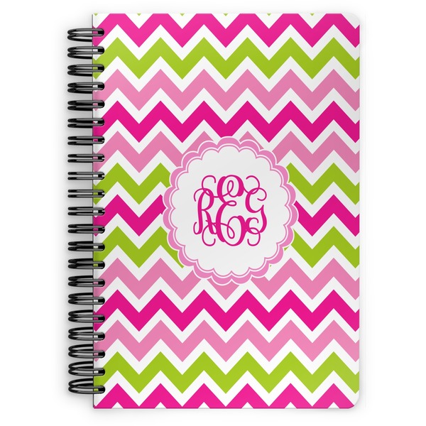 Custom Pink & Green Chevron Spiral Notebook (Personalized)