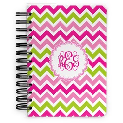 Pink & Green Chevron Spiral Notebook - 5x7 w/ Monogram