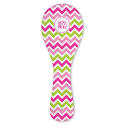 Pink & Green Chevron Ceramic Spoon Rest (Personalized)