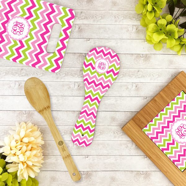 Pink & Green Chevron Spoon Rest Trivet - LIFESTYLE