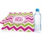 Pink & Green Chevron Sports Towel Folded with Water Bottle