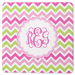 Pink & Green Chevron Square Rubber Backed Coaster (Personalized)