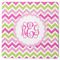 Pink & Green Chevron Square Rubber Backed Coaster (Personalized)