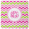 Pink & Green Chevron Square Rubber Backed Coaster (Personalized)