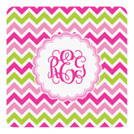 Pink & Green Chevron Square Decal - Large (Personalized)
