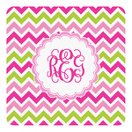 Pink & Green Chevron Square Decal - Small (Personalized)