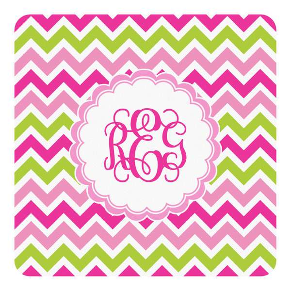Custom Pink & Green Chevron Square Decal (Personalized)