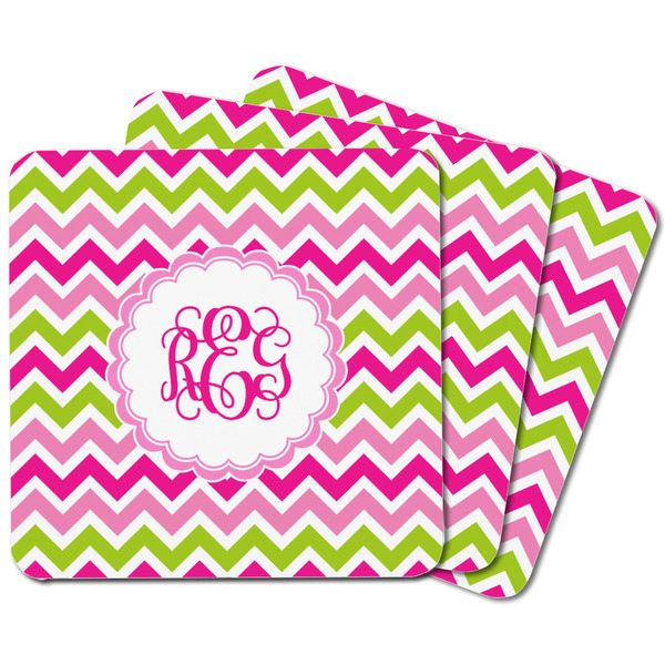 Pink & Green Chevron Square Fridge Magnet - MAIN