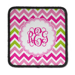 Pink & Green Chevron Iron On Square Patch w/ Monogram