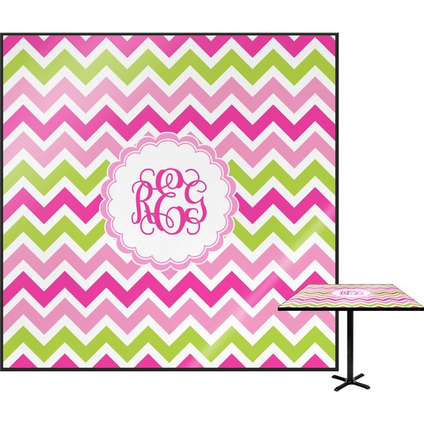 Custom Pink & Green Chevron Square Table Top - 30" (Personalized)