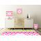 Pink & Green Chevron Square Wall Decal Wooden Desk