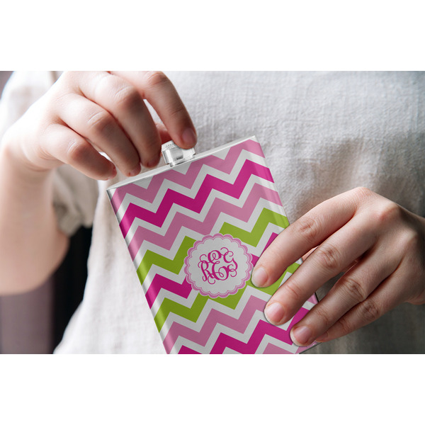 Pink & Green Chevron Stainless Steel Flask - LIFESTYLE 1