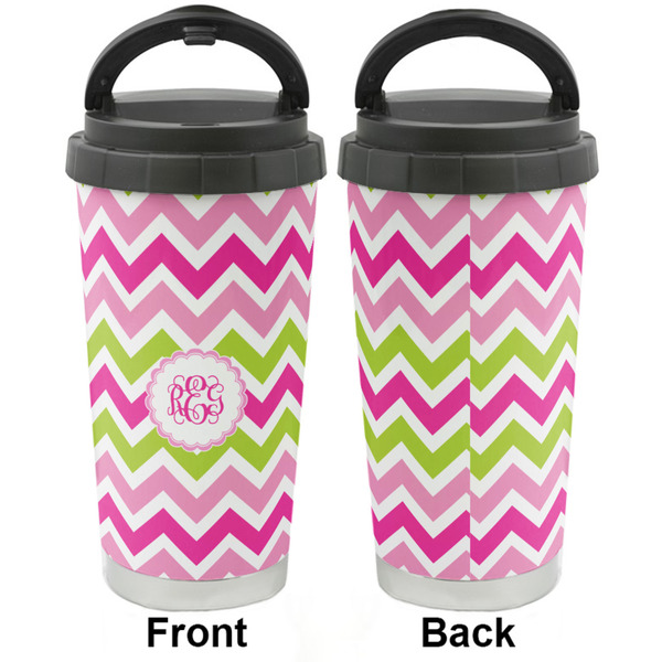 Pink & Green Chevron Stainless Steel Travel Cup - Apvl