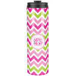 Pink & Green Chevron Stainless Steel Skinny Tumbler - 20 oz (Personalized)