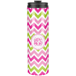 Pink & Green Chevron Stainless Steel Skinny Tumbler - 20 oz (Personalized)