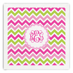 Pink & Green Chevron Paper Dinner Napkins (Personalized)