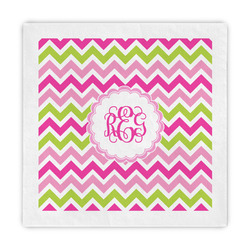 Pink & Green Chevron Decorative Paper Napkins (Personalized)