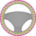 Pink & Green Chevron Steering Wheel Cover (Personalized)