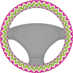 Pink & Green Chevron Steering Wheel Cover