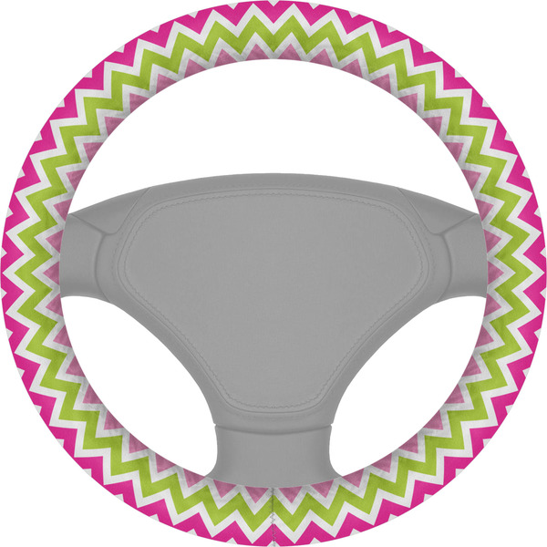 Custom Pink & Green Chevron Steering Wheel Cover