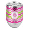 Pink & Green Chevron Stemless Wine Tumbler - Full Print (Personalized)