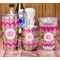 Pink & Green Chevron Stemless Wine Tumbler - Full Print - In Context