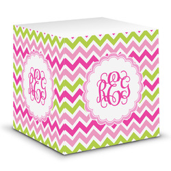 Pink & Green Chevron Sticky Note Cube (Personalized)