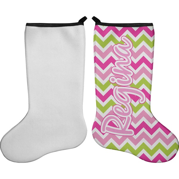 Pink & Green Chevron Stocking - Single-Sided - Approval