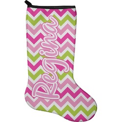 Pink & Green Chevron Holiday Stocking - Neoprene (Personalized)