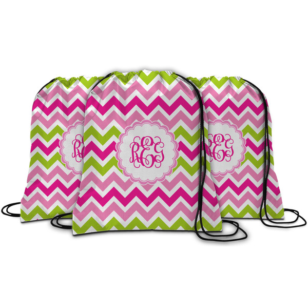 Pink & Green Chevron String Backpack - MAIN