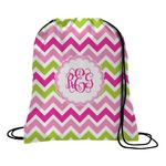 Pink & Green Chevron Drawstring Backpack (Personalized)