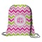 Pink & Green Chevron Drawstring Backpack (Personalized)