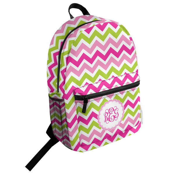 Custom Pink & Green Chevron Student Backpack (Personalized)