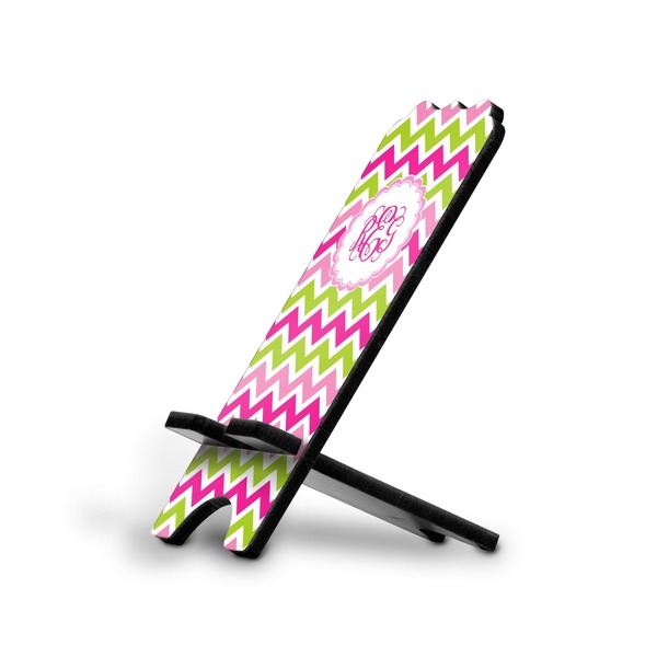 Custom Pink & Green Chevron Stylized Cell Phone Stand - Small w/ Monograms